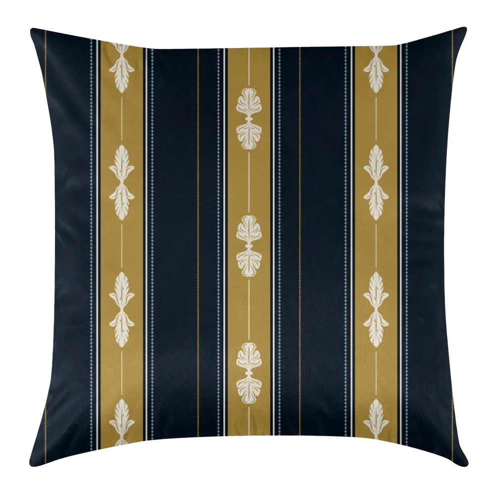 Heritage Bloom Dutch Velvet Decorative Pillow - Acanthus Stripe (Midnight & Old Brass)