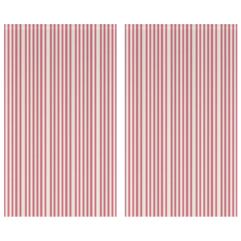 Window Curtain Set - Cotton Blend (2 Panels) | French Stripe - Peony
