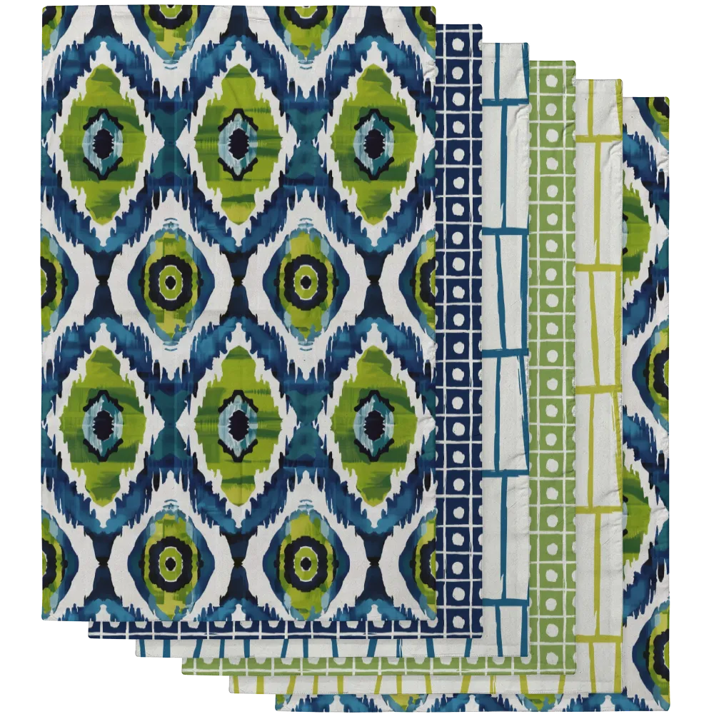 Ikat Fusion Tea Towel Set (6) – Lily Pad