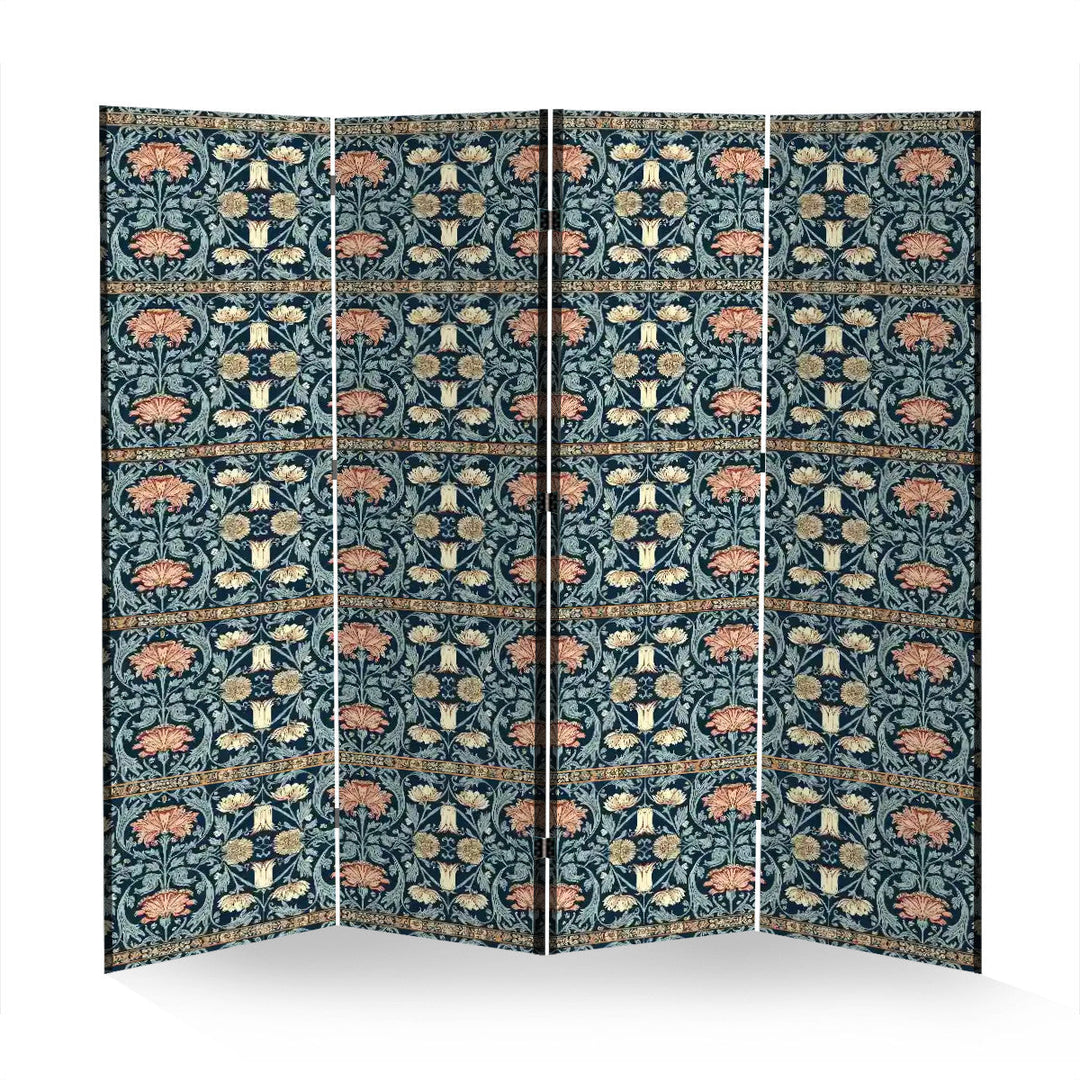 4 Panel Room Divider Folding Screen / Bouquets - William Morris Inspired Collection