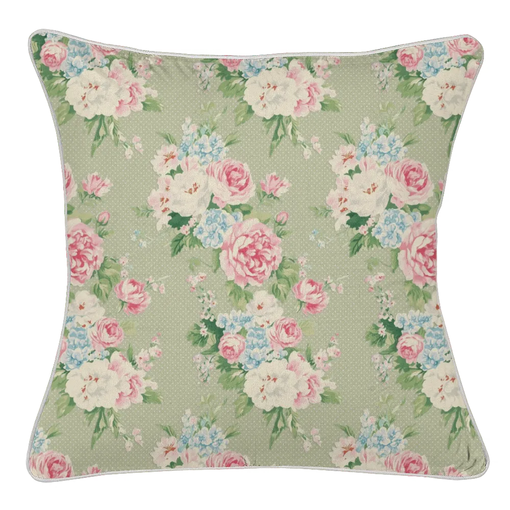Vintage Cottage Pillow Trio – Emma (Khaki)
