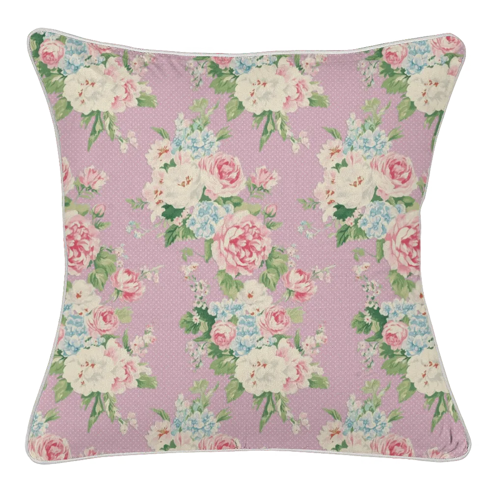 Vintage Cottage Pillow Trio – Emma (Lilac)