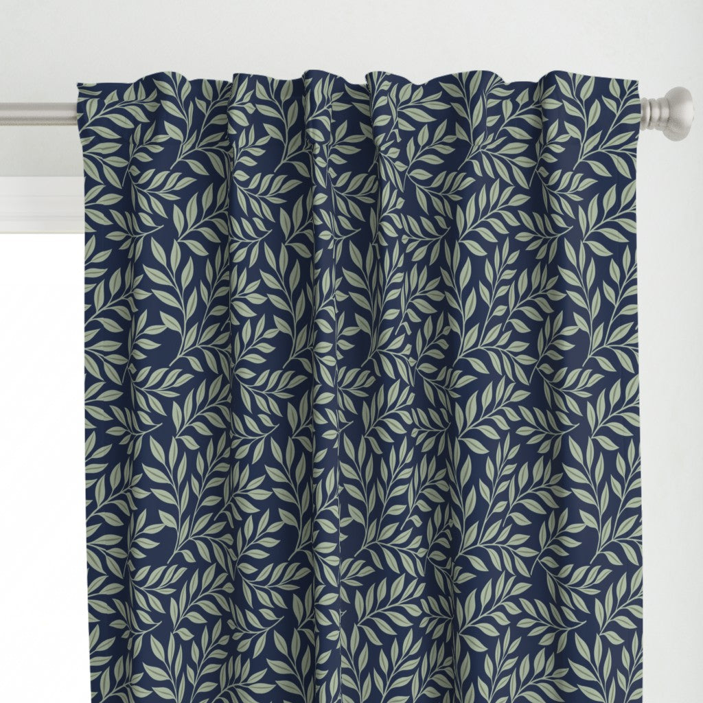 Verdant Fig™ Curtain Panel Set (2 Panels) – Leaf (Ink)