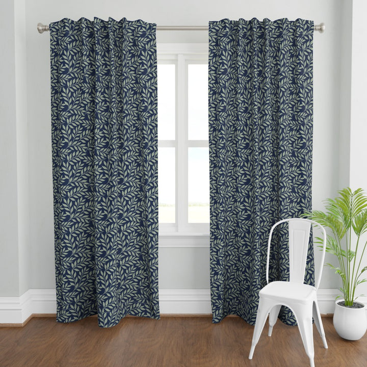 Verdant Fig™ Curtain Panel Set (2 Panels) – Leaf (Ink)