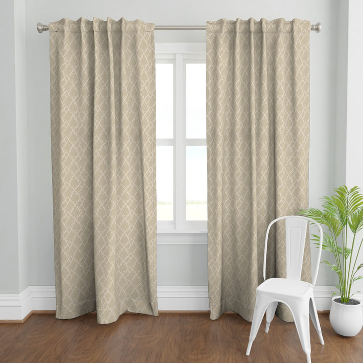 Verdant Fig™ Curtain Panel Set (2 Panels) – Trellis (Khaki)