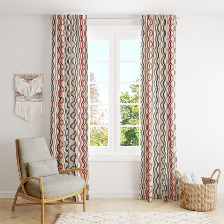 Ikat Fusion Curtain Panel Set – Americana Geometric