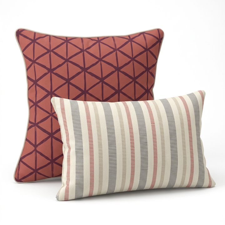 Ikat Fusion Coordinates Pair – Americana Geometric (Brick)