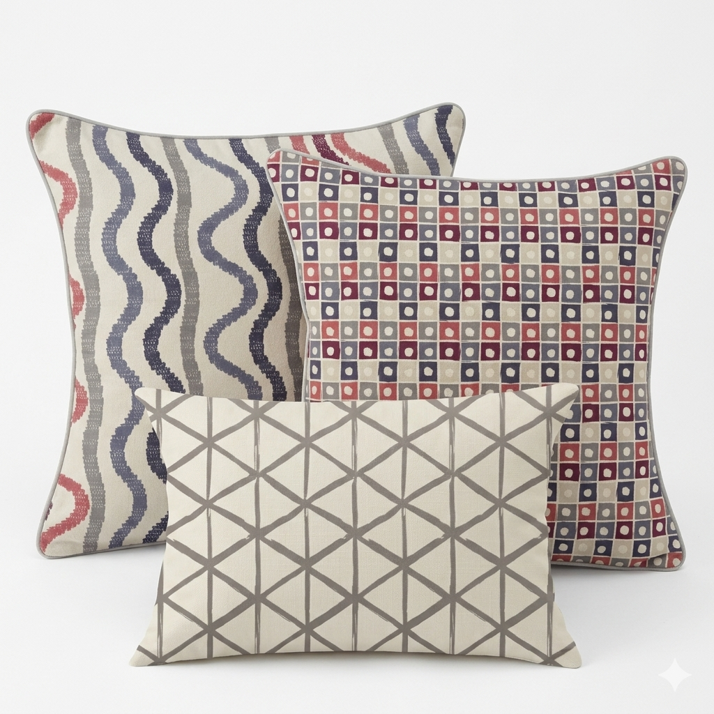 Ikat Fusion Pillow Trio – Americana Geometric