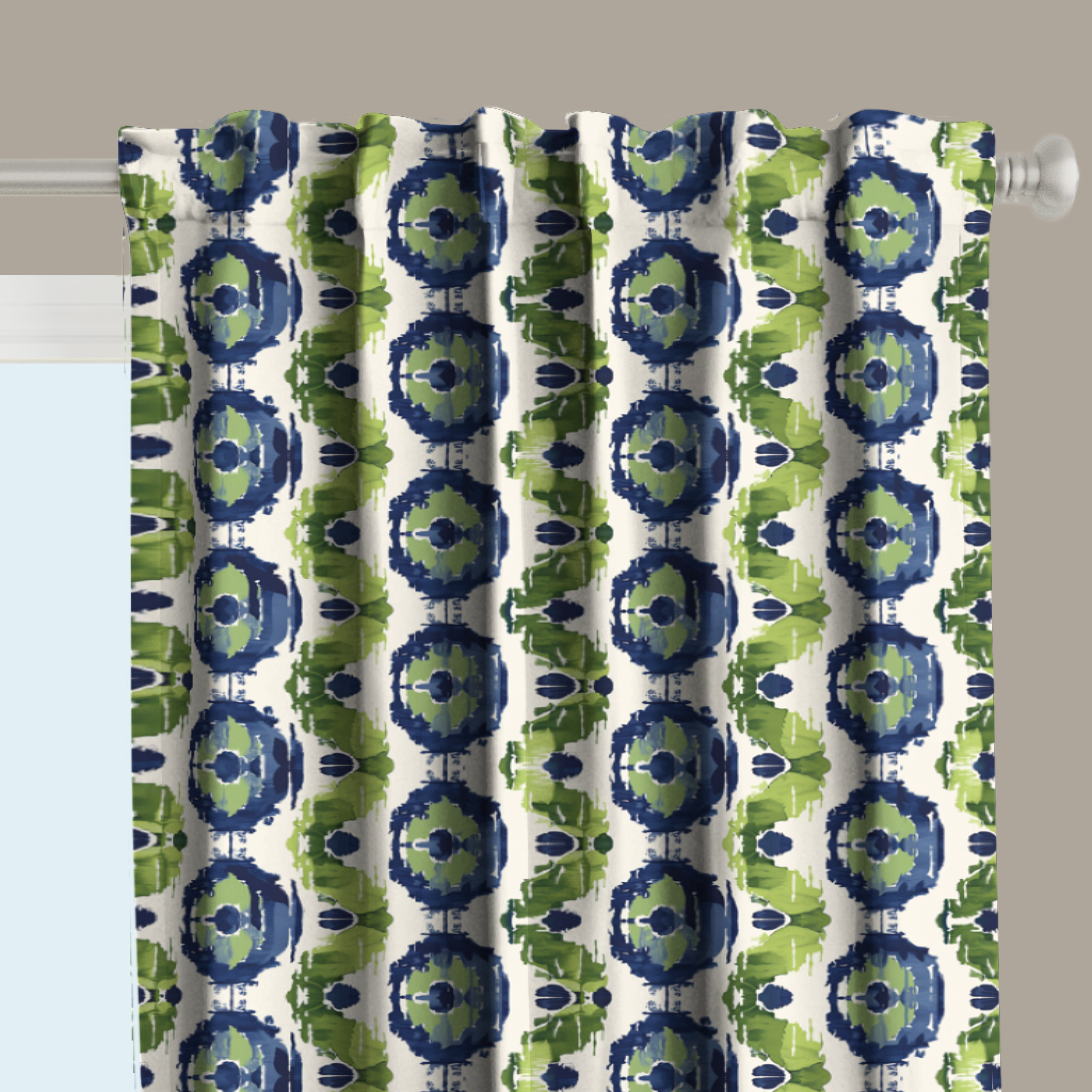 Ikat Fusion Curtain Panel Set – Kelp Ribbon