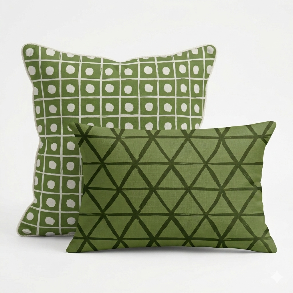 Ikat Fusion Coordinates Pair – Kelp Ribbon (Green)