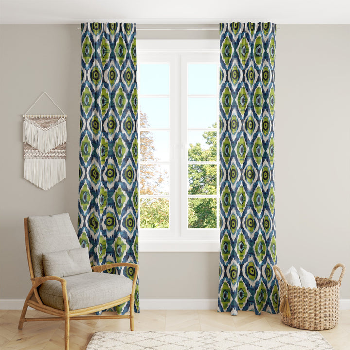 Ikat Fusion Curtain Panel Set – Lily Pad