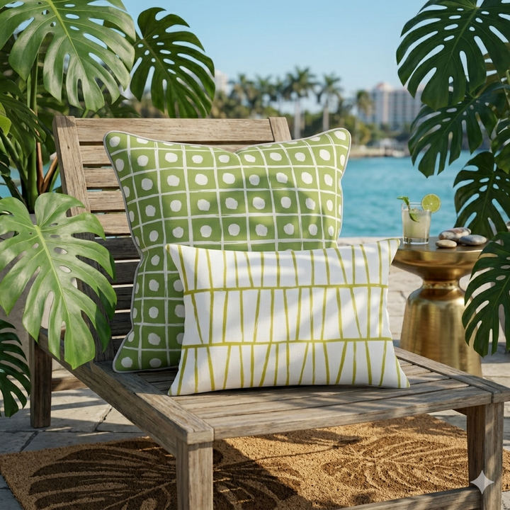 Ikat Fusion Coordinates Pair – Lily Pad (Leaf)