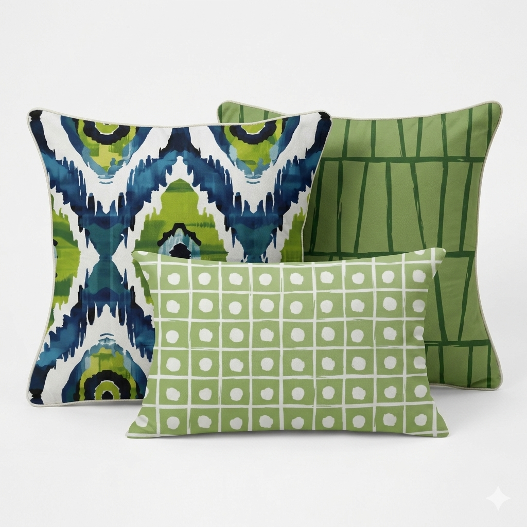 Ikat Fusion Pillow Trio – Lily Pad