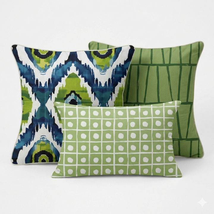 Ikat Fusion Pillow Trio – Lily Pad