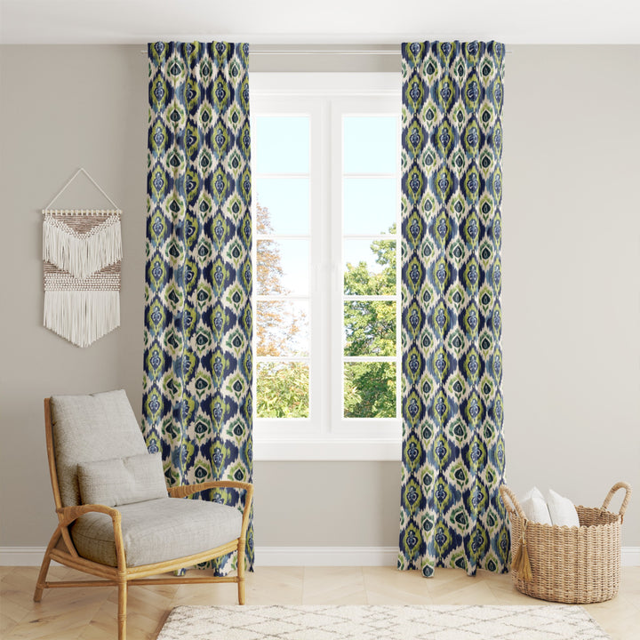Ikat Fusion Curtain Panel Set – Peridot Blues