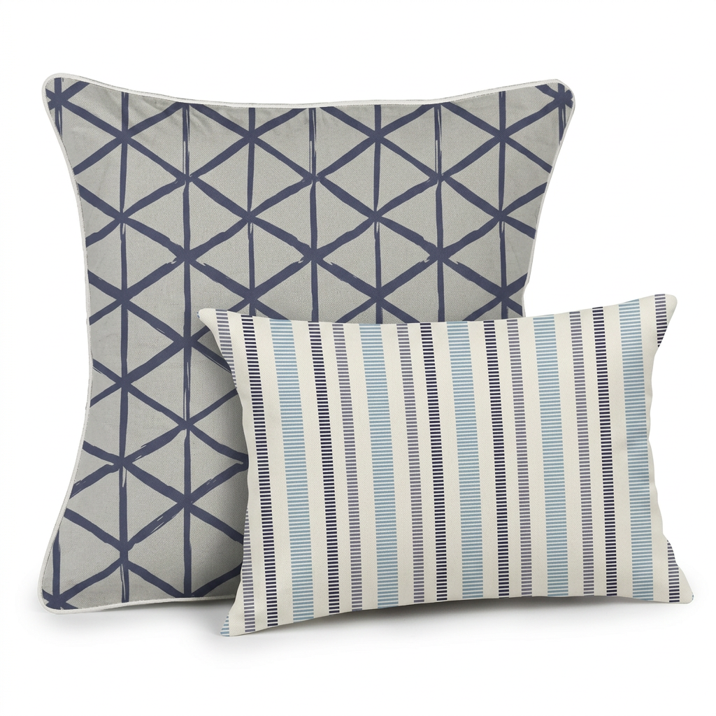Ikat Fusion Coordinates Pair – Peridot Blues (Sapphire)