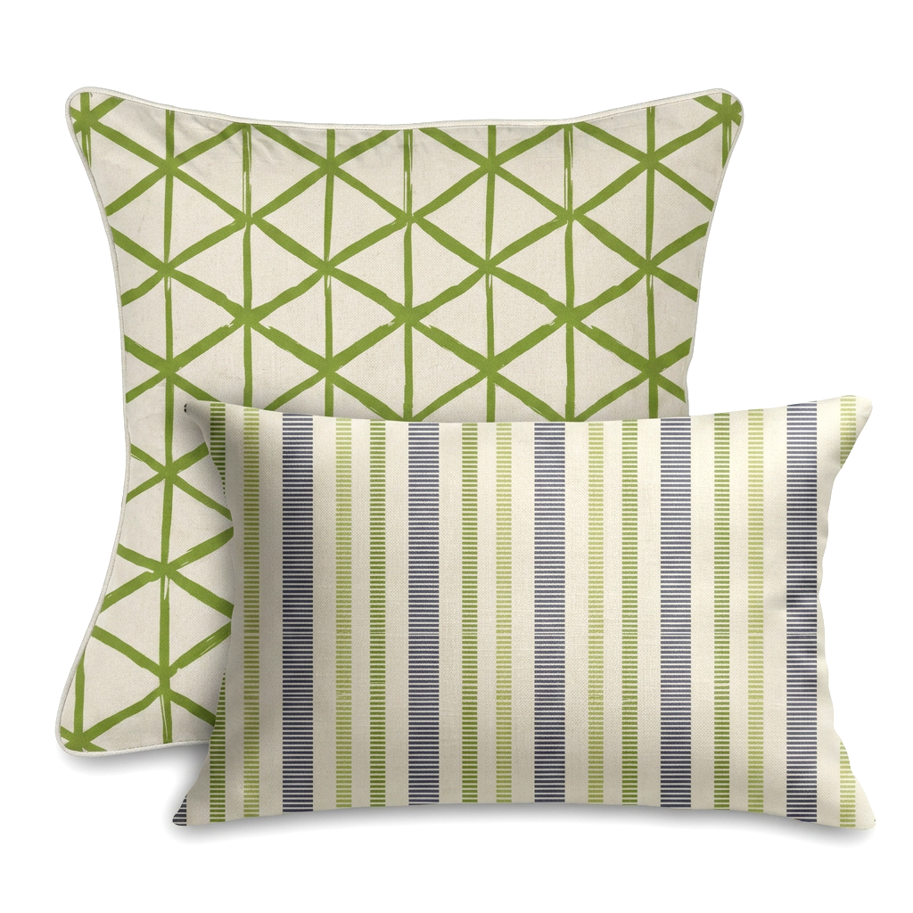 Ikat Fusion Coordinates Pair – Peridot Blues (Peridot)