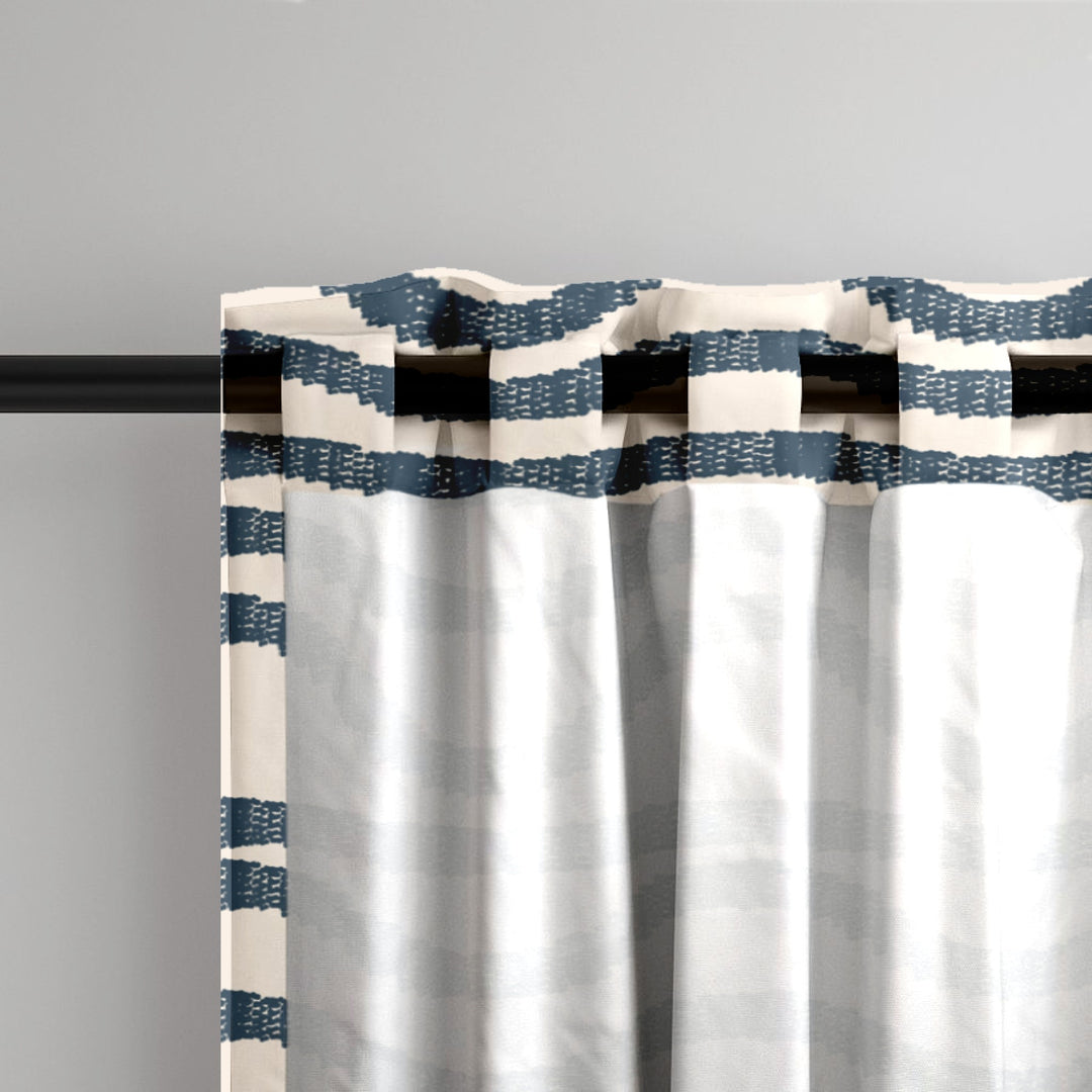 Ikat Fusion Curtain Panel Set – Sand &amp; Sea Geometric