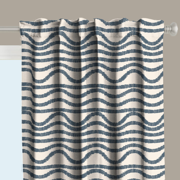 Ikat Fusion Curtain Panel Set – Sand &amp; Sea Geometric