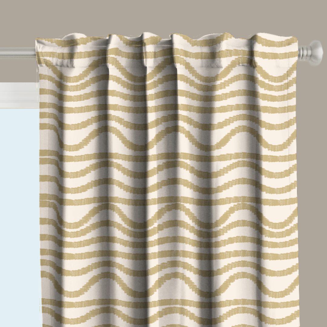 Ikat Fusion Curtain Panel Set – Sand &amp; Sea Geometric