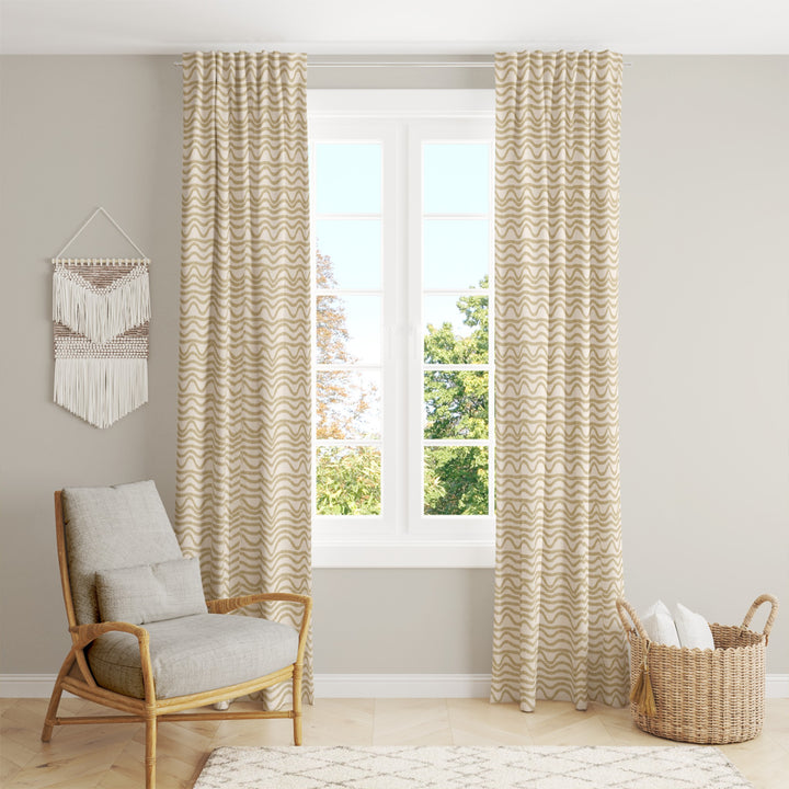 Ikat Fusion Curtain Panel Set – Sand &amp; Sea Geometric
