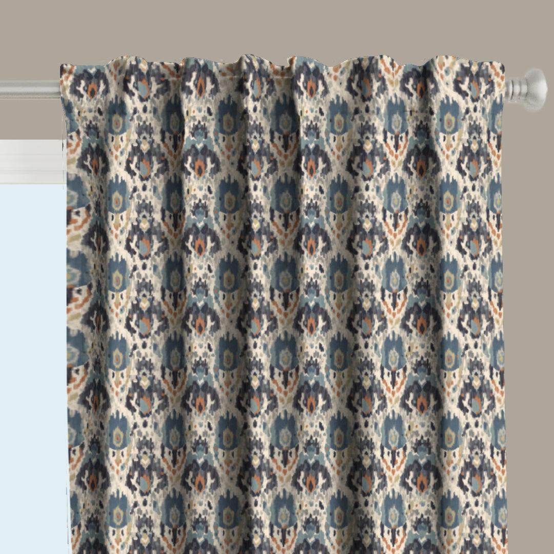 Ikat Fusion Curtain Panel Set – Sand &amp; Sea