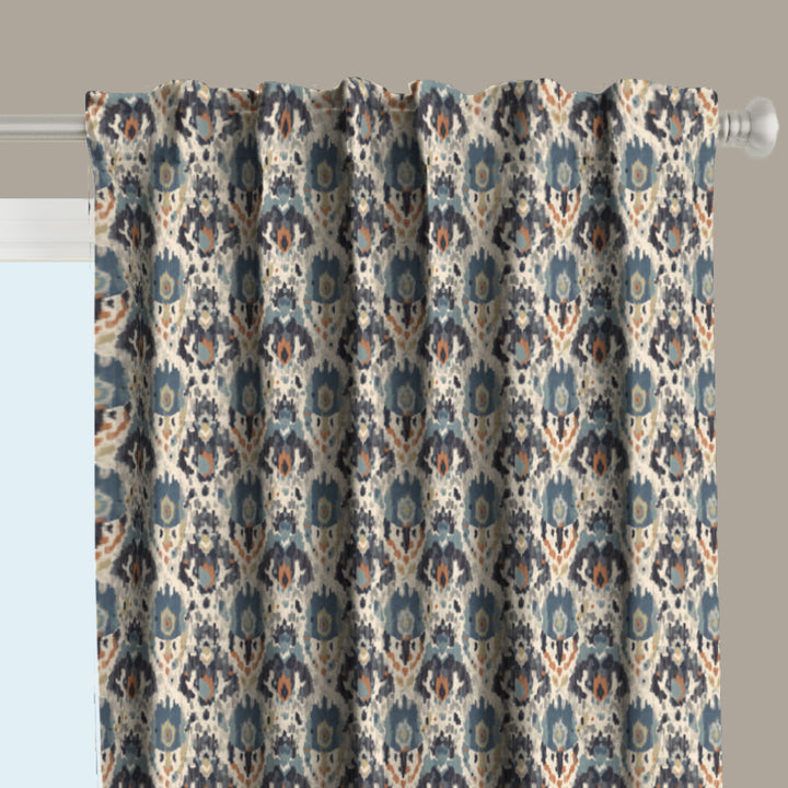 Ikat Fusion Curtain Panel Set – Sand &amp; Sea