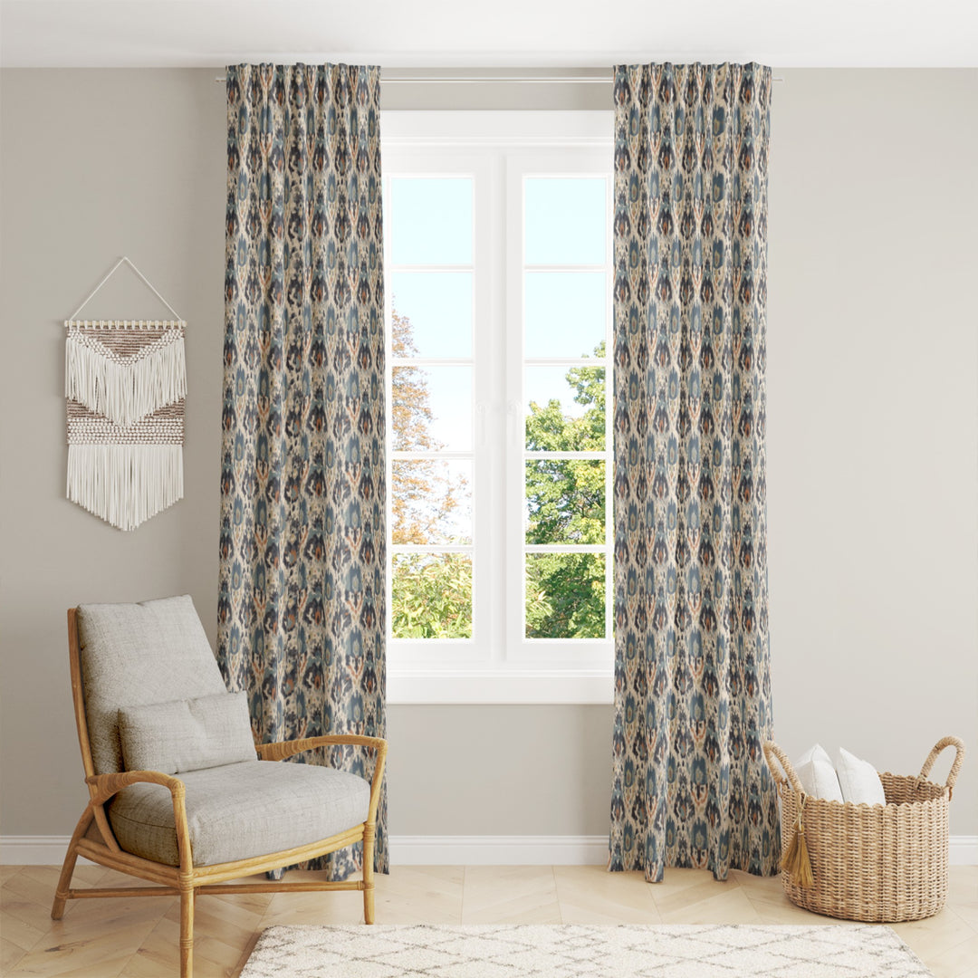 Ikat Fusion Curtain Panel Set – Sand &amp; Sea