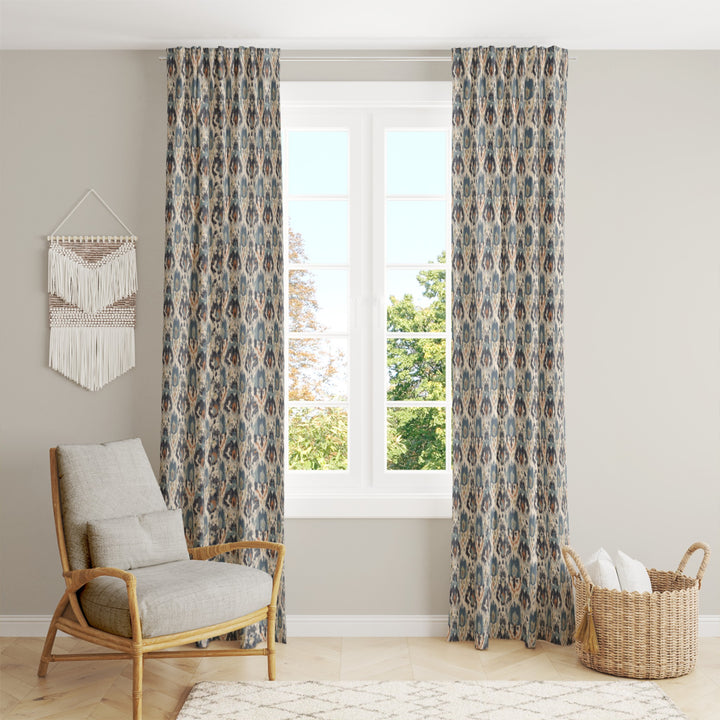 Ikat Fusion Curtain Panel Set – Sand &amp; Sea