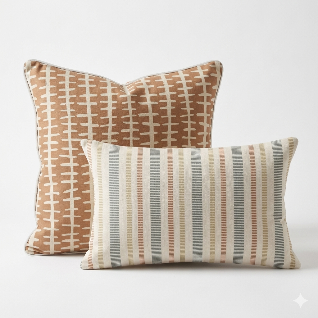 Ikat Fusion Coordinates Pair – Sand &amp; Sea (Rust)