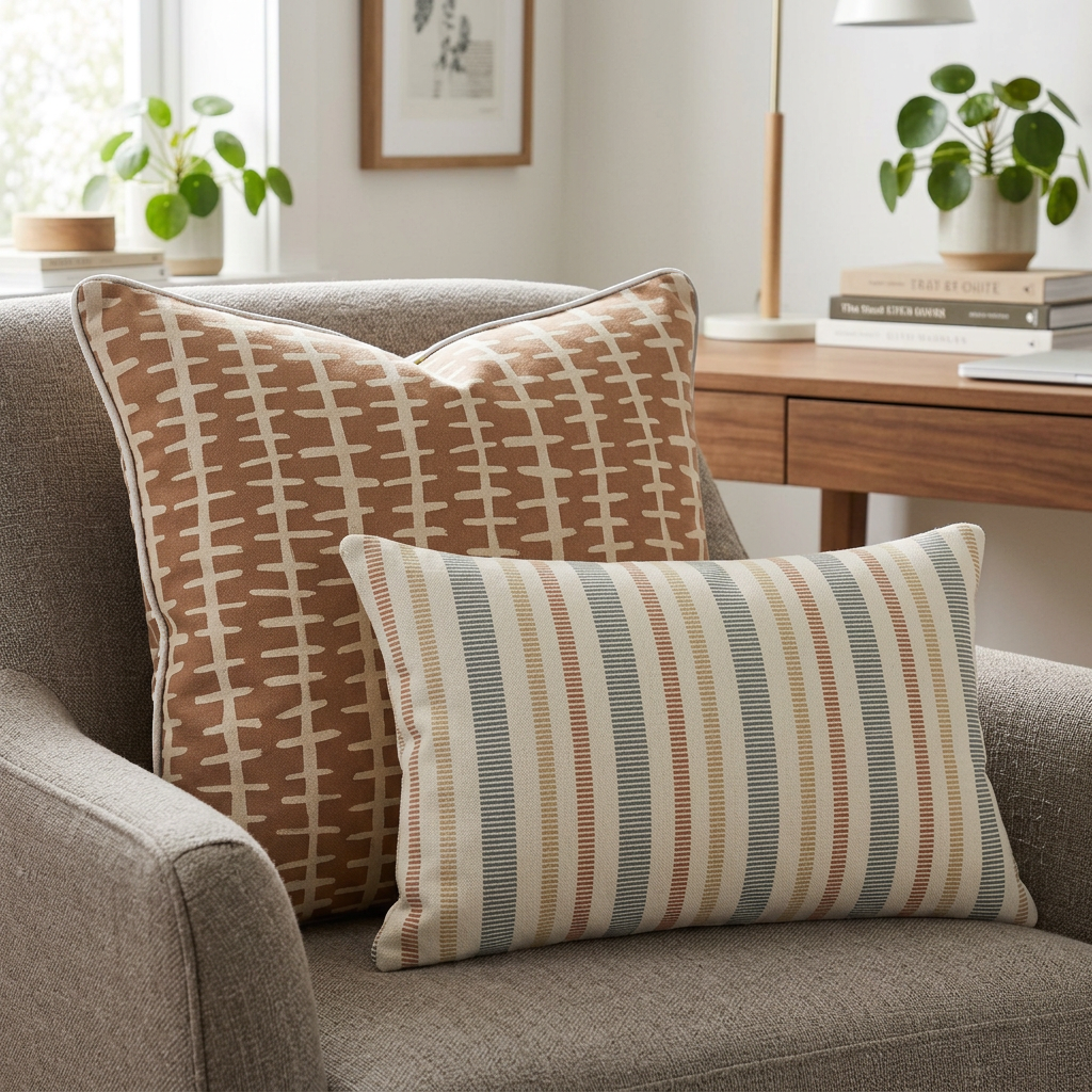 Ikat Fusion Coordinates Pair – Sand &amp; Sea (Rust)