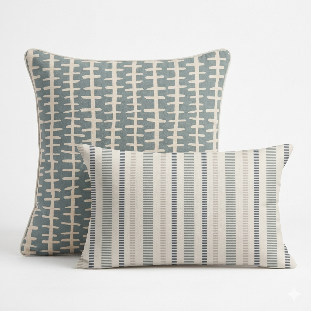 Ikat Fusion Coordinates Pair – Sand & Sea (Steel)
