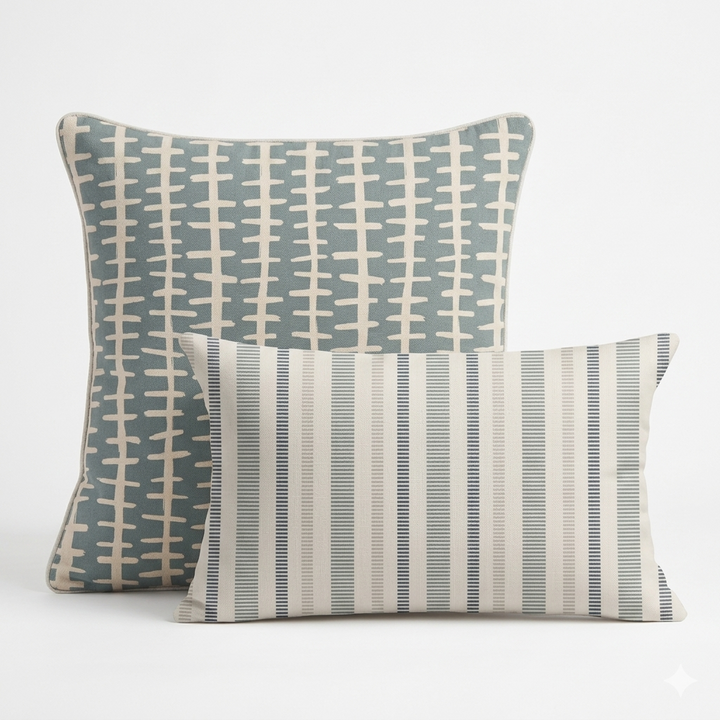 Ikat Fusion Coordinates Pair – Sand &amp; Sea (Steel)