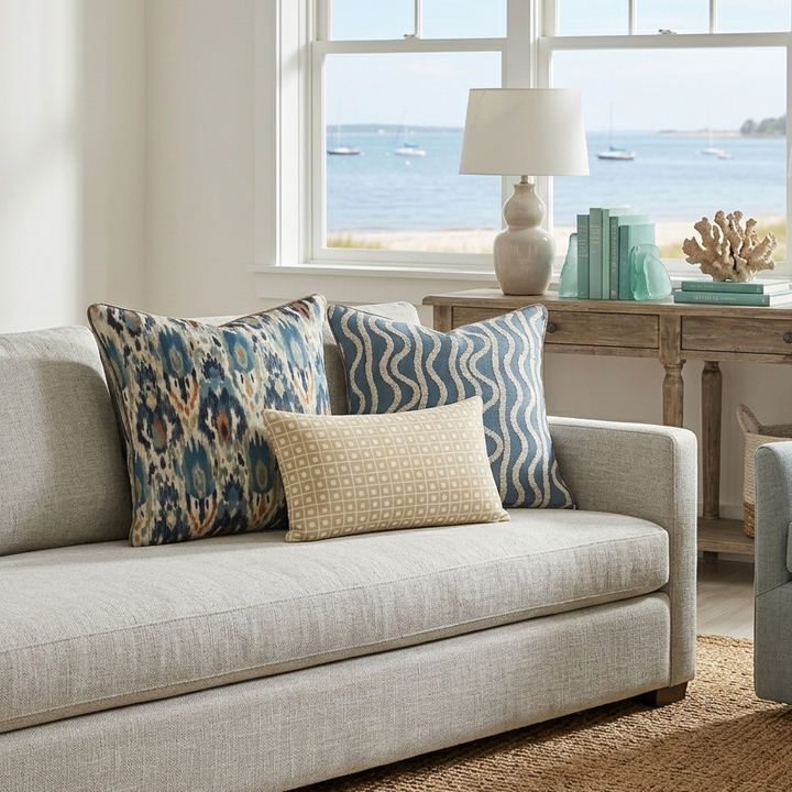 Ikat Fusion Pillow Trio – Sand &amp; Sea