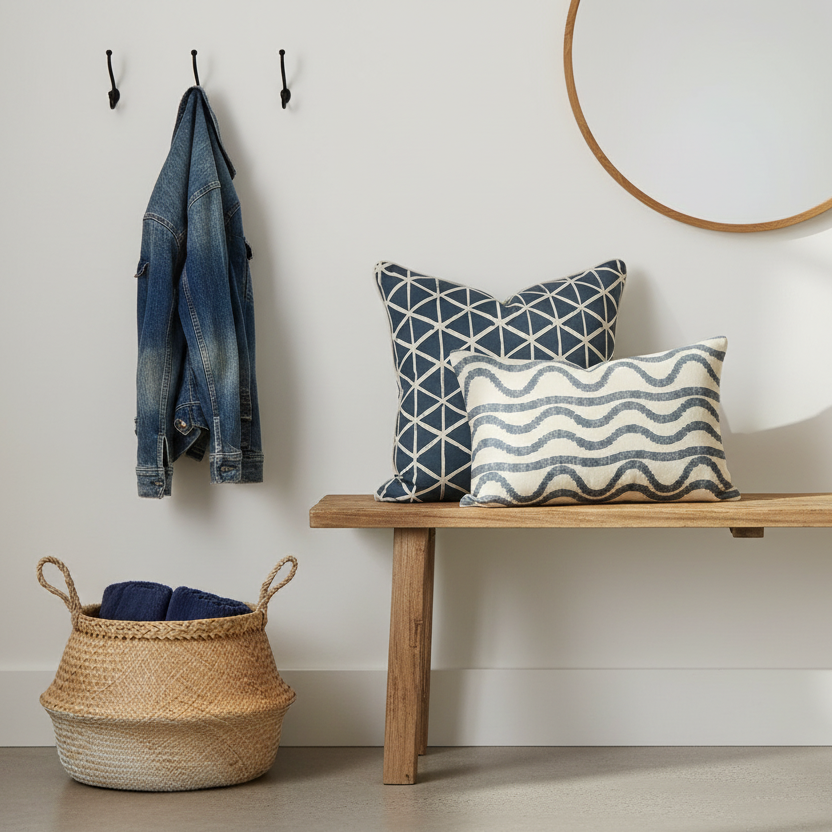 Ikat Fusion Coordinates Pair – Sand &amp; Sea Geometric (Marine)