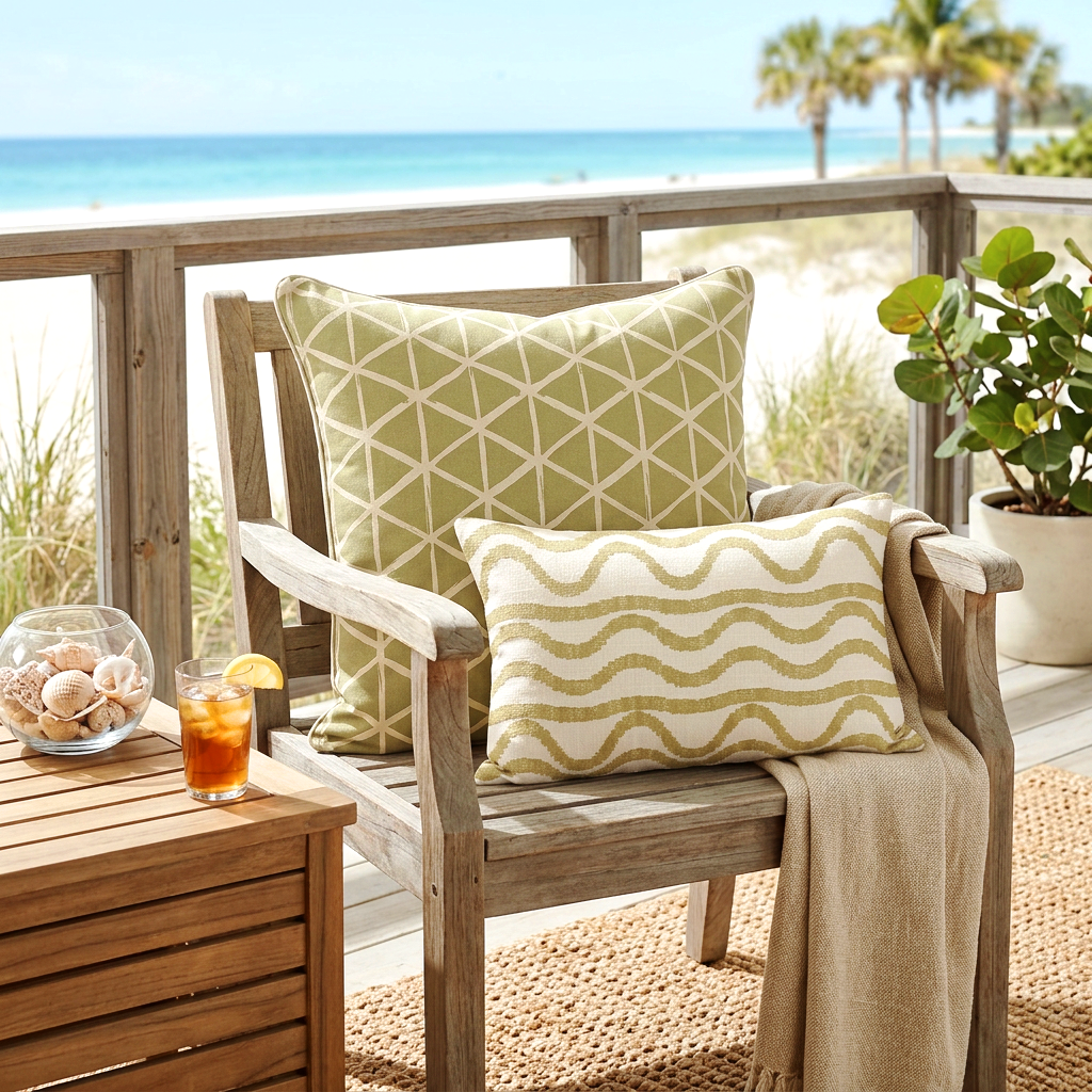 Ikat Fusion Coordinates Pair – Sand &amp; Sea Geometric (Sand)