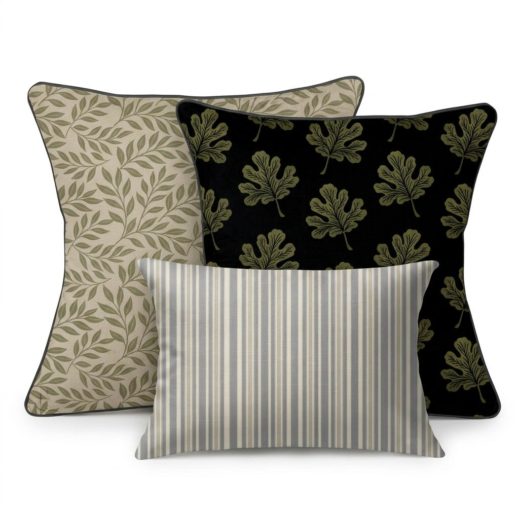 Verdant Fig™ Pillow Trio - Stamped Fig (Noir)