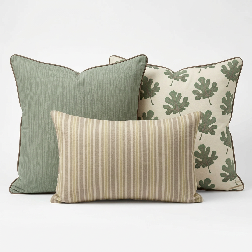 Verdant Fig™ Pillow Trio - Stamped Fig (Parchment)