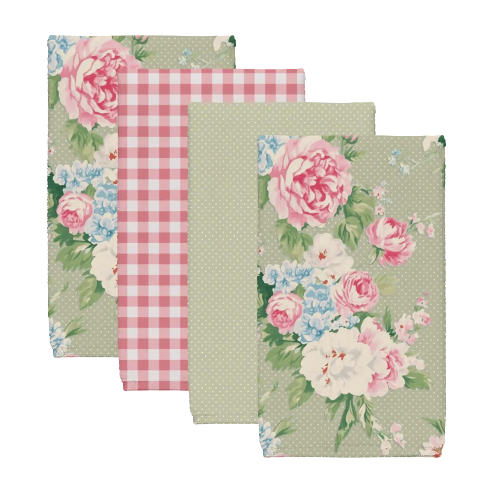 Emma – Khaki Tea Towel Set (4) | Vintage Cottage Collection