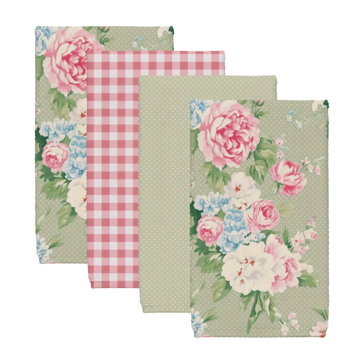 Emma – Khaki Tea Towel Set (4) | Vintage Cottage Collection