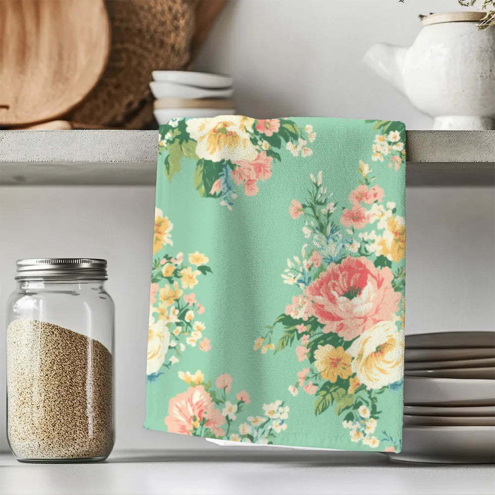 Florence – Aqua Tea Towel Set (4) | Vintage Cottage Collection
