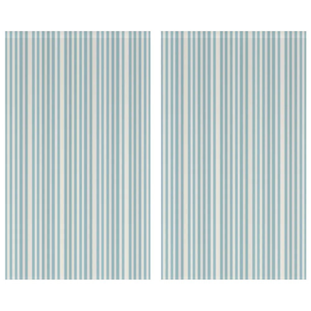 Window Curtain Set - Cotton Blend (2 Panels) | French Stripe - Pool