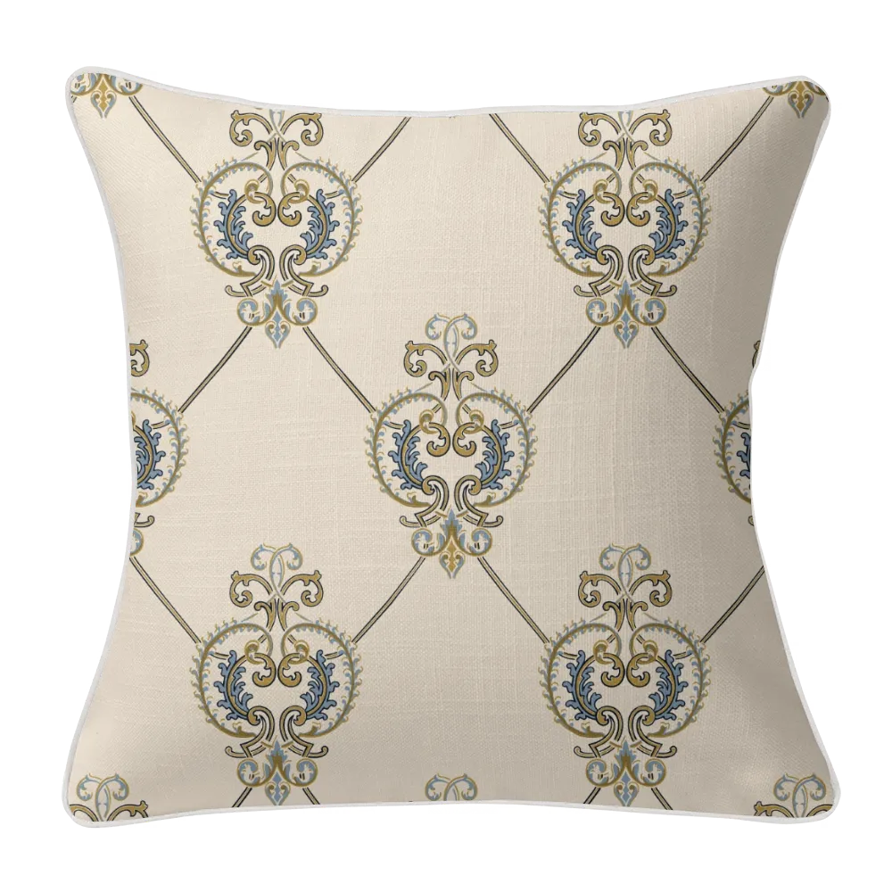 Heritage Bloom Pillow Trio - Heart Scroll (Slate Blue)
