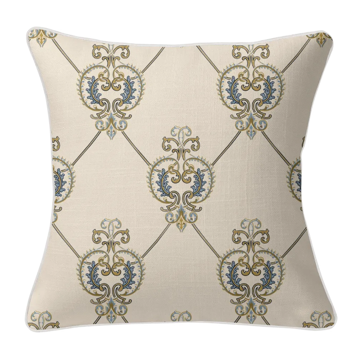 Heritage Bloom Pillow Trio - Heart Scroll (Slate Blue)