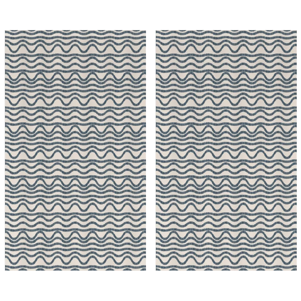 Ikat Fusion Curtain Panel Set – Sand &amp; Sea Geometric