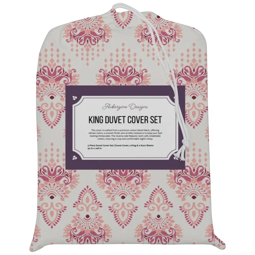 Reds &amp; Purples Anthology Duvet Cover Set – Ikat Damask (Dragonfruit)