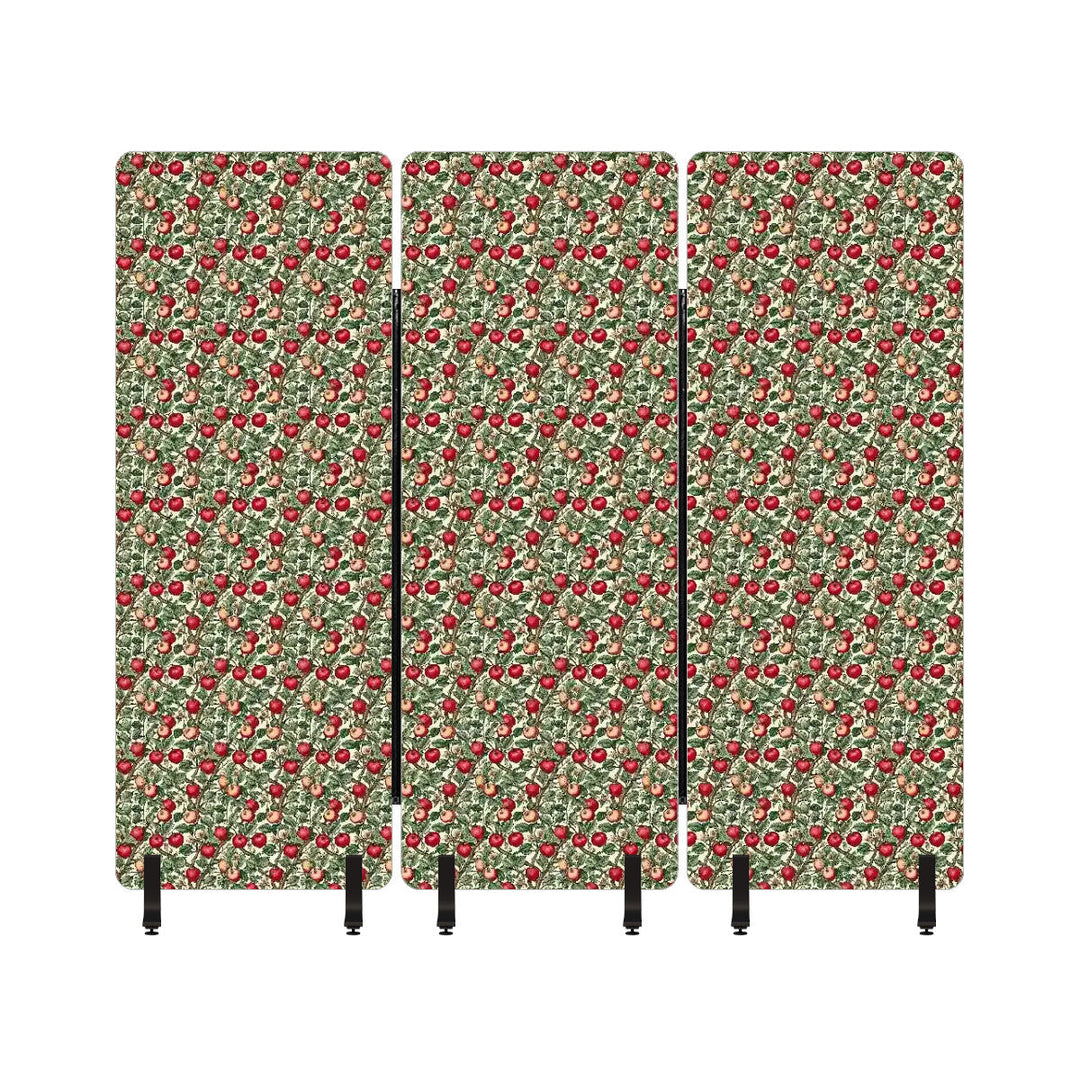 3 Panel Sound-Absorbing Room Divider / Tree Fruits - William Morris Inspired Collection