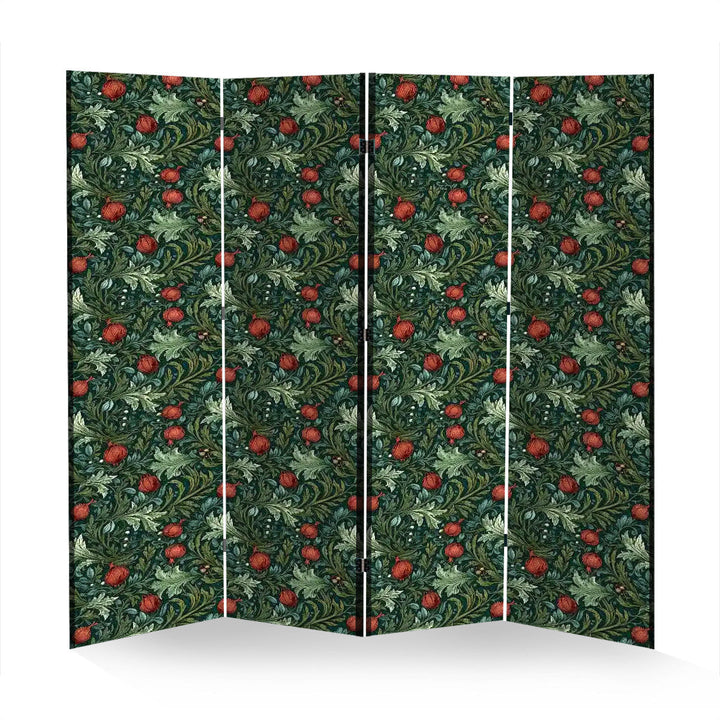 4 Panel Room Divider Folding Screen / Tree Fruits - William Morris Inspired Collection