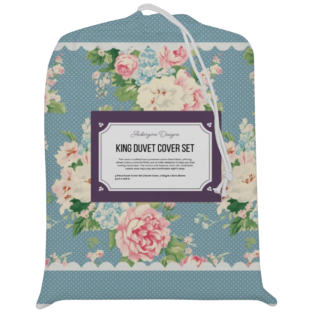 Vintage Cottage Collection Scalloped Duvet Cover Set - Emma (Bluejay)