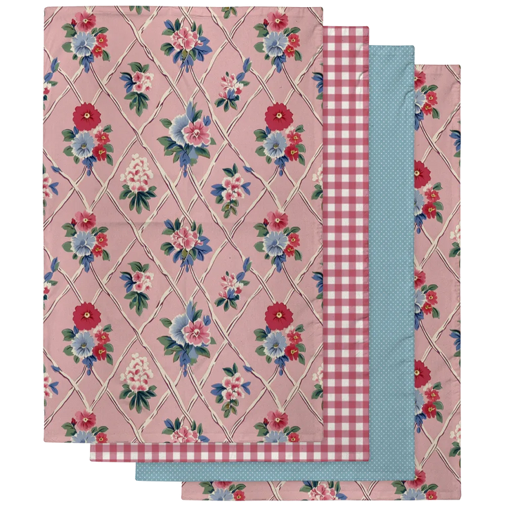 Mildred Tea Towel Set (4) | Vintage Cottage Collection
